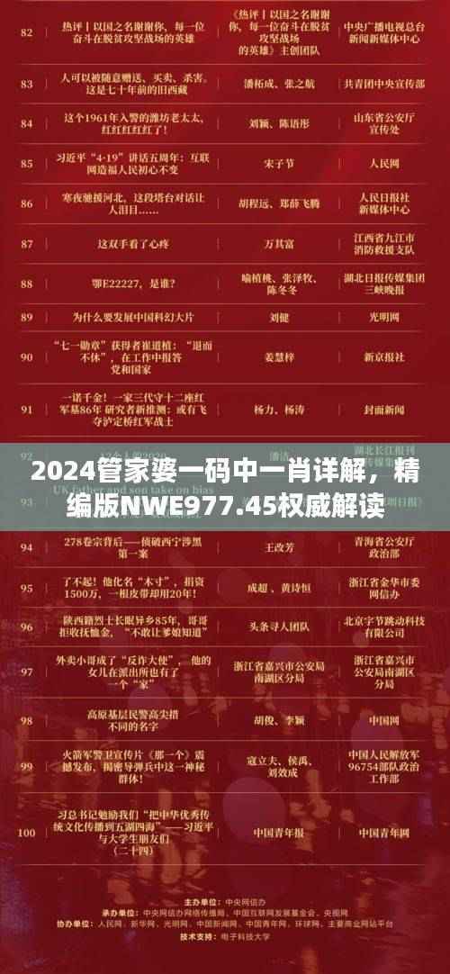 2024管家婆一码中一肖详解,精编版NWE977.45权威解读