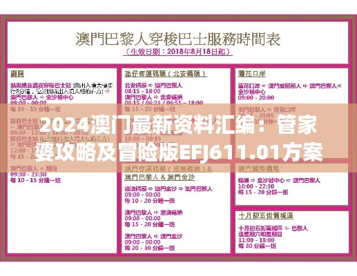 2024澳门最新资料汇编:管家婆攻略及冒险版EFJ611.01方案解读
